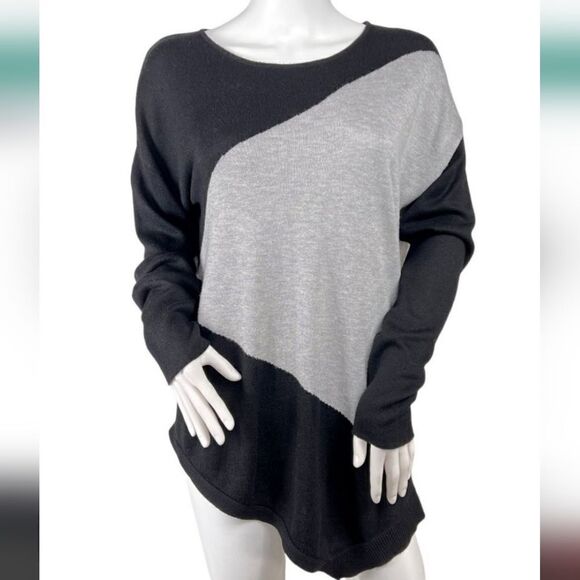 Joan Vass Cashmere Blend Asymmetrical Hem Sweater Large - Picture 1 of 5